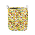 Yellow Camo And Hibiscus Flower Print Collapsible Laundry Basket