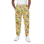 Yellow Camo And Hibiscus Flower Print Cotton Pants