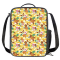 Yellow Camo And Hibiscus Flower Print Crossbody Lunch Bag