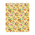 Yellow Camo And Hibiscus Flower Print Curtain