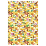 Yellow Camo And Hibiscus Flower Print Curtain