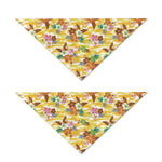 Yellow Camo And Hibiscus Flower Print Dog Bandana