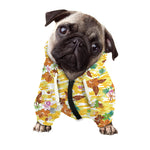 Yellow Camo And Hibiscus Flower Print Dog Zip Up Hoodie