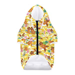 Yellow Camo And Hibiscus Flower Print Dog Zip Up Hoodie