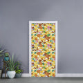Yellow Camo And Hibiscus Flower Print Door Sticker
