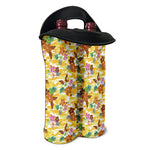 Yellow Camo And Hibiscus Flower Print Double Neoprene Wine Tote