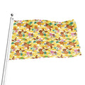Yellow Camo And Hibiscus Flower Print Flag