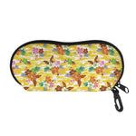 Yellow Camo And Hibiscus Flower Print Glasses Case