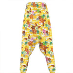 Yellow Camo And Hibiscus Flower Print Hammer Pants
