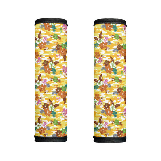 Yellow Camo And Hibiscus Flower Print Handle Covers