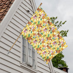 Yellow Camo And Hibiscus Flower Print House Flag