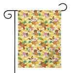 Yellow Camo And Hibiscus Flower Print House Flag