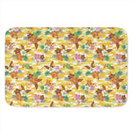 Yellow Camo And Hibiscus Flower Print Indoor Door Mat