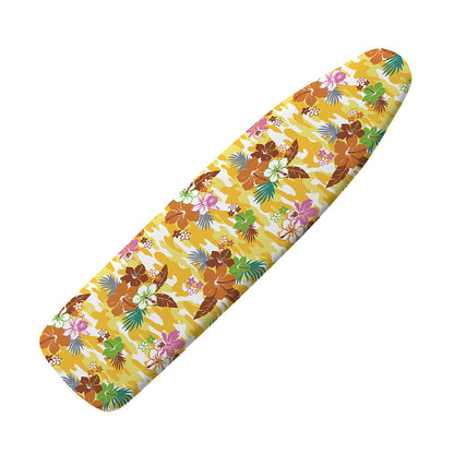 Yellow Camo And Hibiscus Flower Print Ironing Board Cover