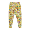 Yellow Camo And Hibiscus Flower Print Jogger Pants