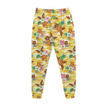 Yellow Camo And Hibiscus Flower Print Jogger Pants