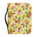Yellow Camo And Hibiscus Flower Print Leather Bible Cover