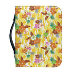 Yellow Camo And Hibiscus Flower Print Leather Bible Cover