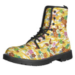 Yellow Camo And Hibiscus Flower Print Backpack