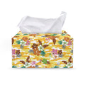 Yellow Camo And Hibiscus Flower Print Leather Tissue Box Cover