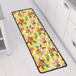 Yellow Camo And Hibiscus Flower Print Long Kitchen Mat