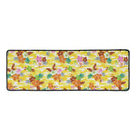 Yellow Camo And Hibiscus Flower Print Long Kitchen Mat