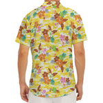 Yellow Camo And Hibiscus Flower Print Men's Deep V-Neck Shirt
