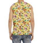 Yellow Camo And Hibiscus Flower Print Men's Fitness Tank Top
