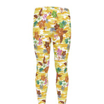Yellow Camo And Hibiscus Flower Print Men's leggings
