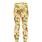Yellow Camo And Hibiscus Flower Print Men's leggings