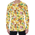 Yellow Camo And Hibiscus Flower Print Men's Long Sleeve T-Shirt
