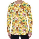 Yellow Camo And Hibiscus Flower Print Men's Long Sleeve T-Shirt