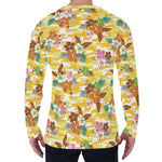 Yellow Camo And Hibiscus Flower Print Men's Long Sleeve T-Shirt