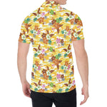 Yellow Camo And Hibiscus Flower Print Men's Shirt