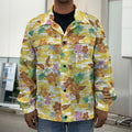 Yellow Camo And Hibiscus Flower Print Men's Shirt Jacket