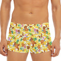 Yellow Camo And Hibiscus Flower Print Men's Short Boxer Briefs