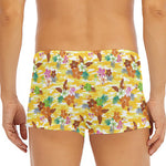 Yellow Camo And Hibiscus Flower Print Men's Short Boxer Briefs