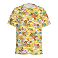 Yellow Camo And Hibiscus Flower Print Men's Athletic T-Shirt