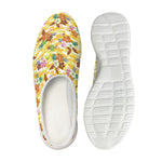 Yellow Camo And Hibiscus Flower Print Mesh Casual Shoes