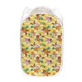 Yellow Camo And Hibiscus Flower Print Mesh Laundry Hamper