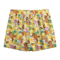 Yellow Camo And Hibiscus Flower Print Mesh Shorts