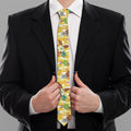 Yellow Camo And Hibiscus Flower Print Necktie