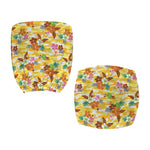 Yellow Camo And Hibiscus Flower Print Office Chair Cover