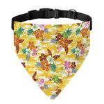 Yellow Camo And Hibiscus Flower Print Over The Collar Dog Bandana