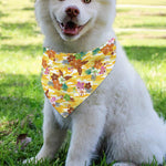 Yellow Camo And Hibiscus Flower Print Over The Collar Dog Bandana