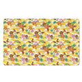 Yellow Camo And Hibiscus Flower Print Polyester Doormat