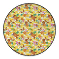 Yellow Camo And Hibiscus Flower Print Round Floor Mat