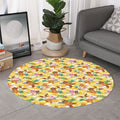Yellow Camo And Hibiscus Flower Print Round Rug