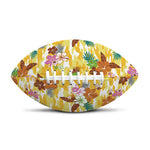 Yellow Camo And Hibiscus Flower Print Rugby Ball