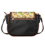 Yellow Camo And Hibiscus Flower Print Saddle Bag